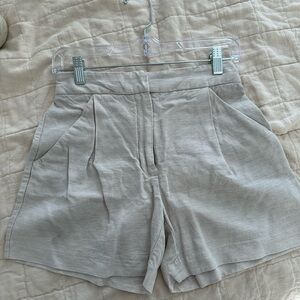 Aritzia Wilfred High Waist Tan Linen Shorts
